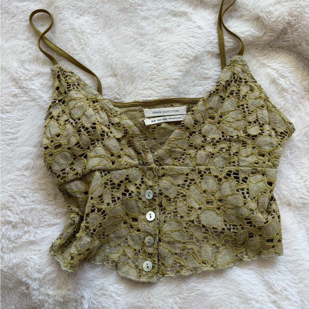 Green Lace Cami Tank Top